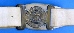 British Army White Leather Belt with 'Dieu Et Mon Droit' …