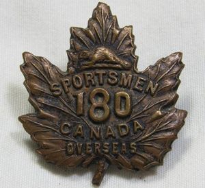 Canadian 180th Battalion Collar Badge