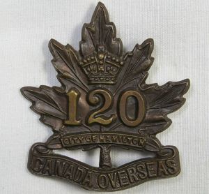 WWI Canadian 120th Infantry Battalion Cap Badge