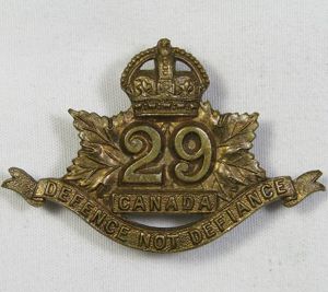 Canadian 29th Waterloo Regiment Collar Badge