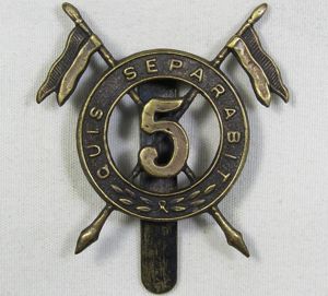5th Lancers Royal Irish Cap Badge