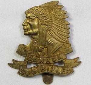 WWI Canada 51st Soo Rifles Cap Badge