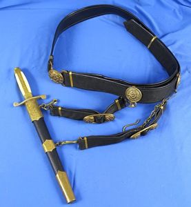 Bulgarian M1951 Naval Officer Dagger and Belt with Hangers