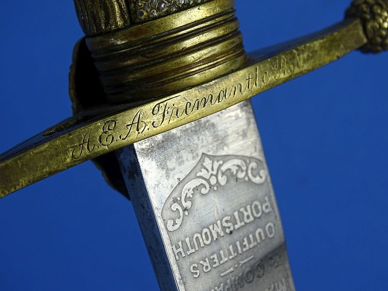 Victorian Period British Pattern 1856 Royal Navy Midshipman Dirk Engraved to 'A.E.A. Freemantle, R.N.' — image 11