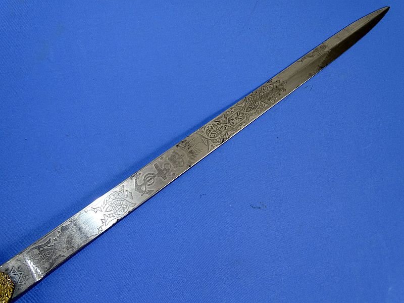 Victorian Period British Pattern 1856 Royal Navy Midshipman Dirk Engraved to 'A.E.A. Freemantle, R.N.' — image 4