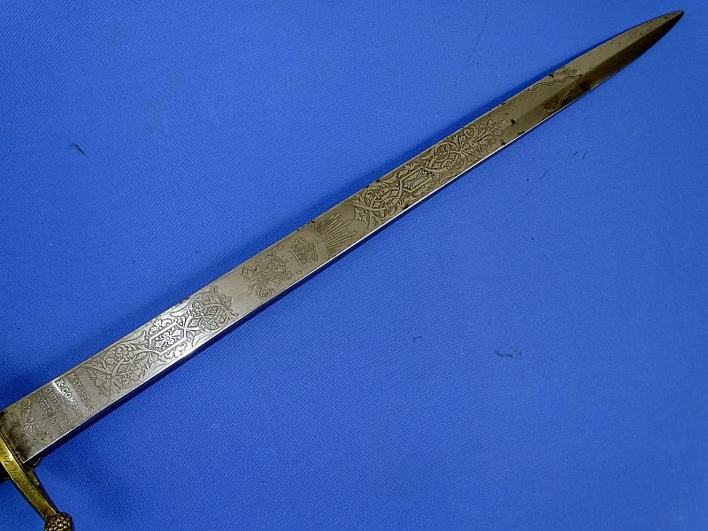 Victorian Period British Pattern 1856 Royal Navy Midshipman Dirk Engraved to 'A.E.A. Freemantle, R.N.' — image 5