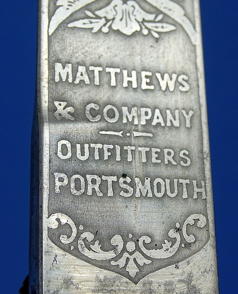 Victorian Period British Pattern 1856 Royal Navy Midshipman Dirk Engraved to 'A.E.A. Freemantle, R.N.' — image 7