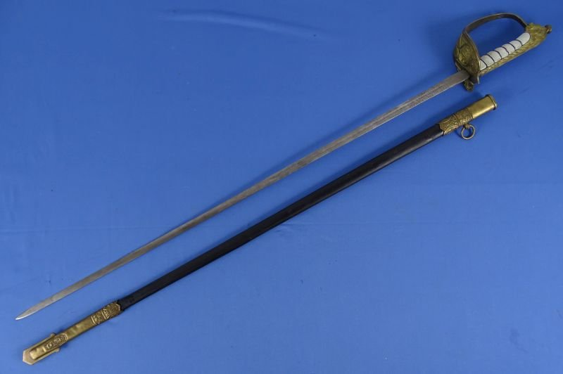 WWII Italian Naval Officer Sword with Etched Blade — image 2