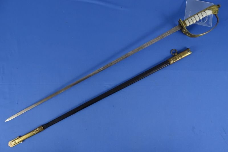 WWII Italian Naval Officer Sword with Etched Blade — image 3