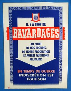 WWII Canadian French Language Window Card Poster: 'There is Too …