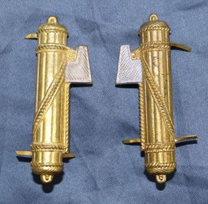 Pair Italian Fascist Metal Shoulder Strap Insignia