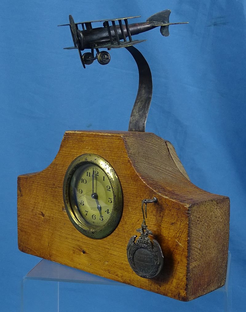 WWI Trench Art Airplane Propeller Clock — image 3