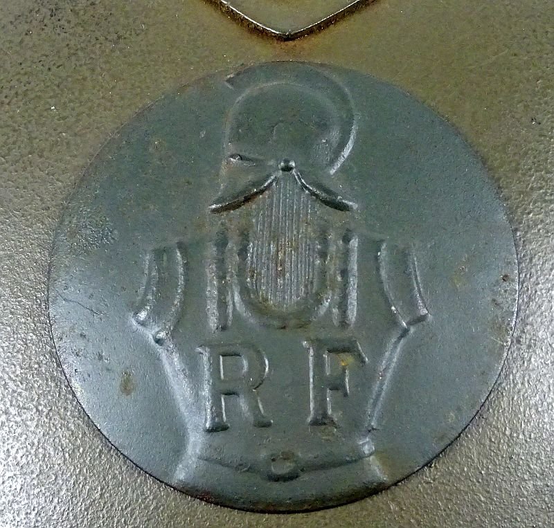 WWII French Model 1926 Adrian Helmet with 1937 Engineers Badge — image 3