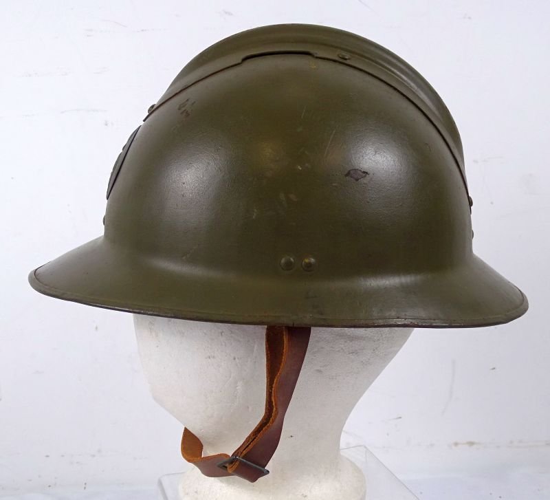 WWII French Model 1926 Adrian Helmet with 1937 Engineers Badge — image 6
