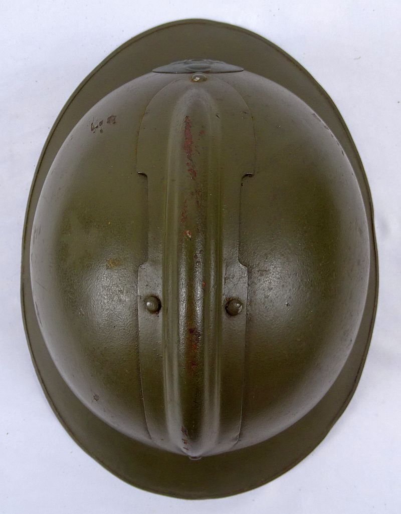 WWII French Model 1926 Adrian Helmet with 1937 Engineers Badge — image 7