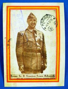 WWII Italian Propaganda Portrait Postcard of Spanish Dictator Francisco Franco