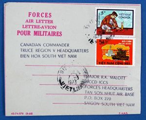 1973 South Vietnam Canadian Military Mail