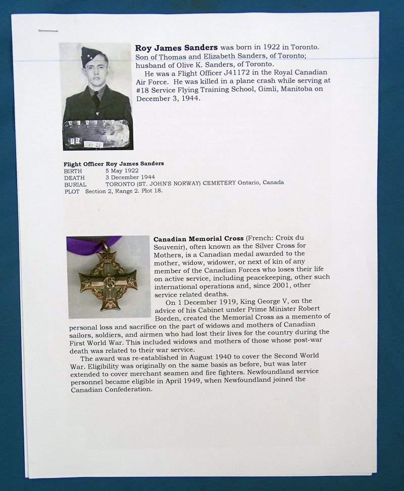 Named Posthumous WWII Canadian Memorial Cross on a Royal Canadian Air Force Wing — image 6
