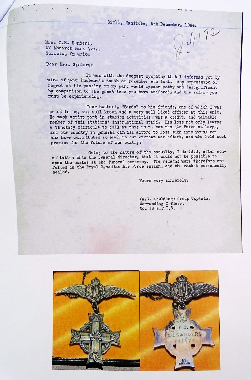 Named Posthumous WWII Canadian Memorial Cross on a Royal Canadian Air Force Wing — image 9