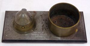 Czechoslovakian Shell Cigarette Holder and Lighter Desk Piece