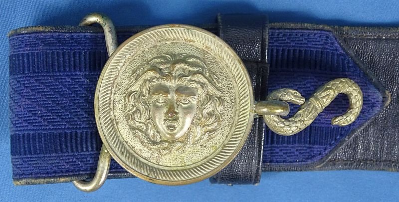 French Officer Fabric Belt With Medusa Buckles — image 2