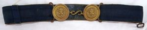 French Officer Black Fabric Belt With Medusa Buckles