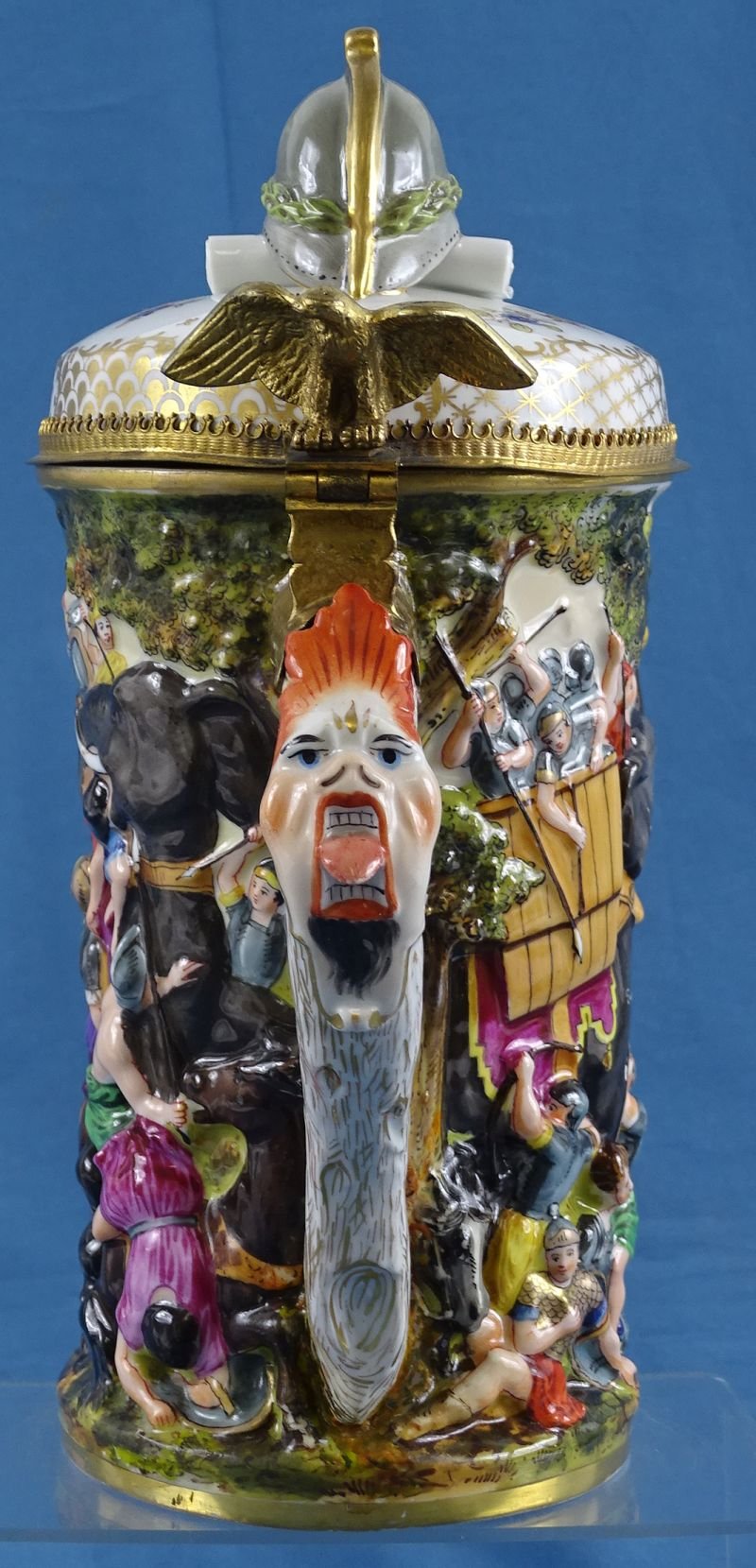 Tall 1 Liter Capo Di Monte Elephant Combat Scene Stein — image 4