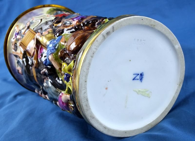 Tall 1 Liter Capo Di Monte Elephant Combat Scene Stein — image 6