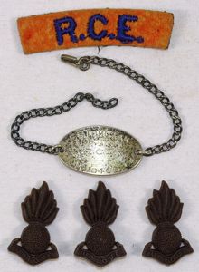 WWII Named Royal Canadian Engineers I.D. Bracelet and Insignia Group