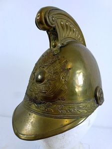 19th Century Brass French Fire Helmet