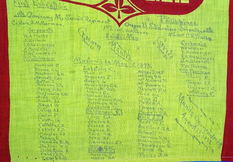 Spanish Flag Captured in the Philippines by the Oregon U.S. Volunteer Infantry with Unit Roster Annotation — image 3