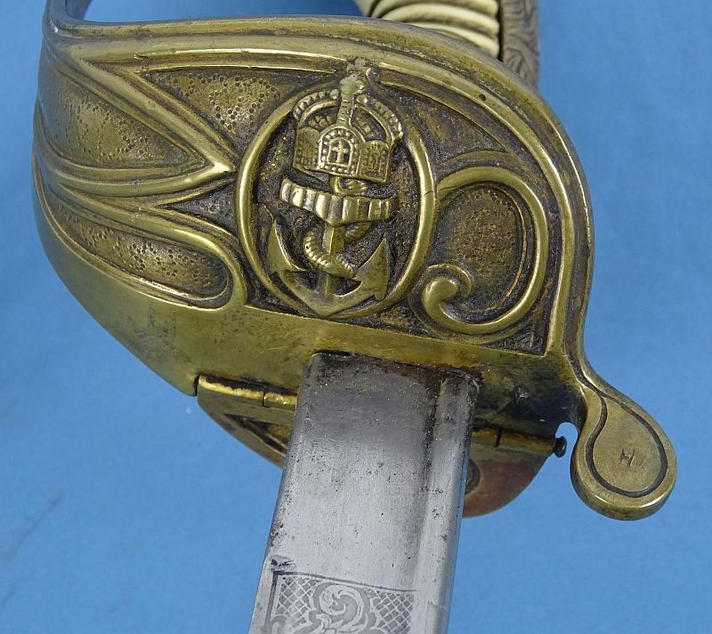 1885 Dated Imperial German Kriegsmarine Officer Ivory Grip Sword — image 11