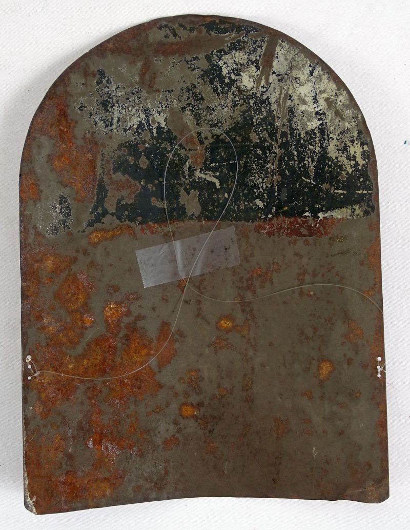 Circa 1820 Painted American Tombstone Helmet Plate of the 4th Company, 33rd Regiment — image 2