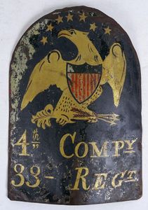 Circa 1820 Painted American Tombstone Helmet Plate of the 4th …