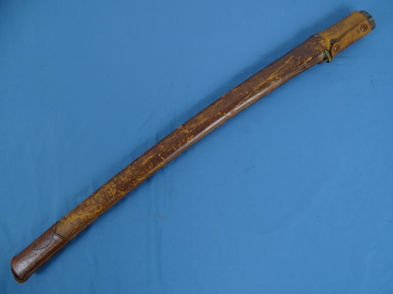 Signed Japanese Gendaito Sword with a Blade with Engraved Presentation in Leather Combat Scabbard Cover — image 16