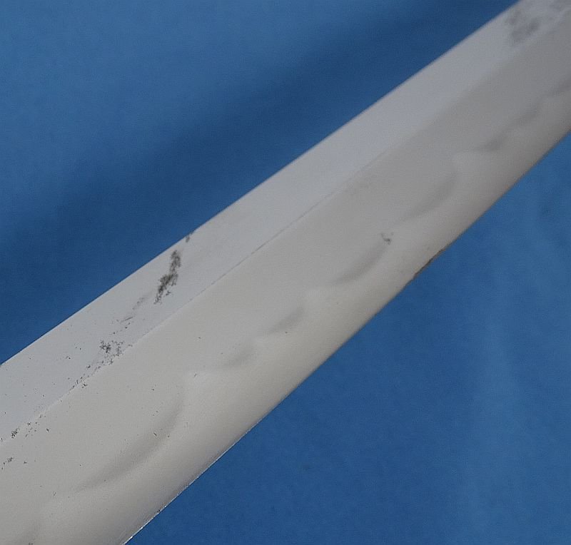 Signed Japanese Gendaito Sword with a Blade with Engraved Presentation in Leather Combat Scabbard Cover — image 7