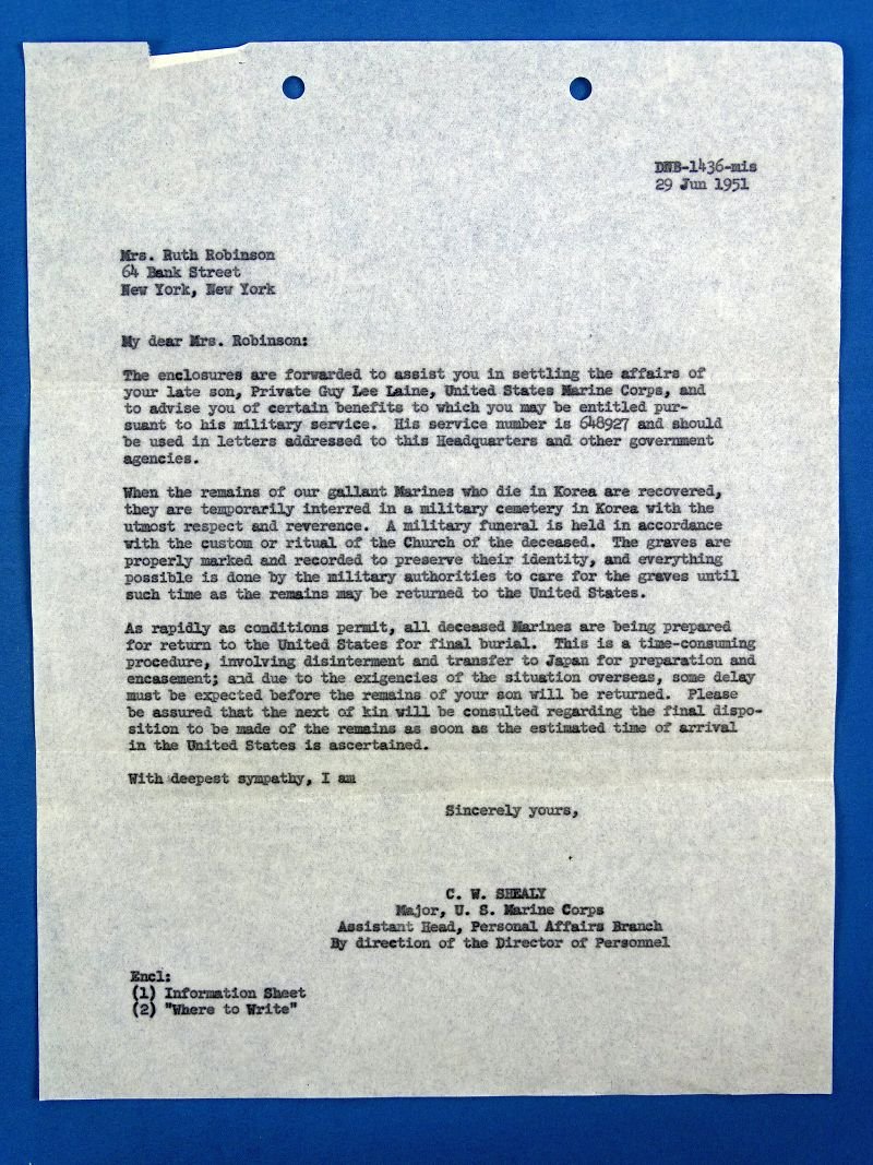 Cased Posthumous Korean War Purple Heart Medals and Documents Group — image 12