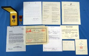 Cased Posthumous Korean War Purple Heart Medals and Documents Group