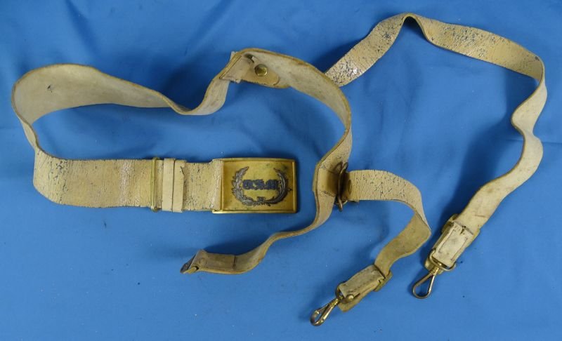 Rare U.S. Marine Corps Officer's 1839 Pattern Buff Dress Sword Belt & Buckle — image 4