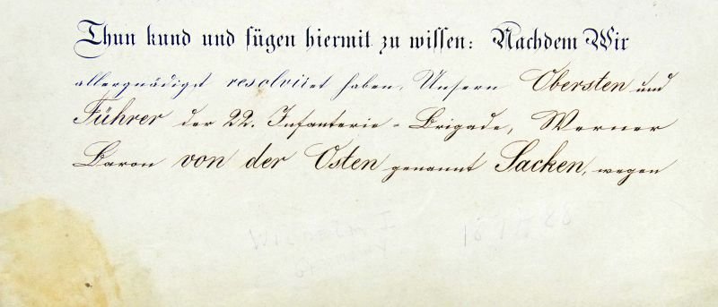 1876 Promotion Document of a General Major Signed by Kaiser Wilhelm I — image 2