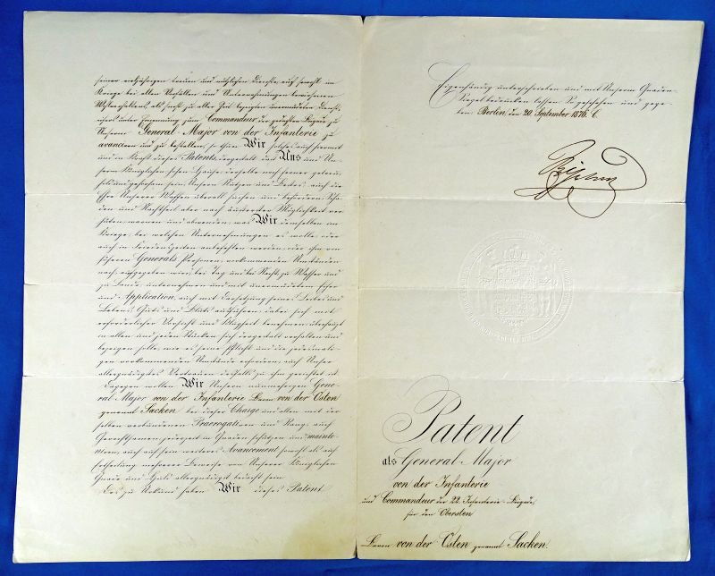 1876 Promotion Document of a General Major Signed by Kaiser Wilhelm I — image 3