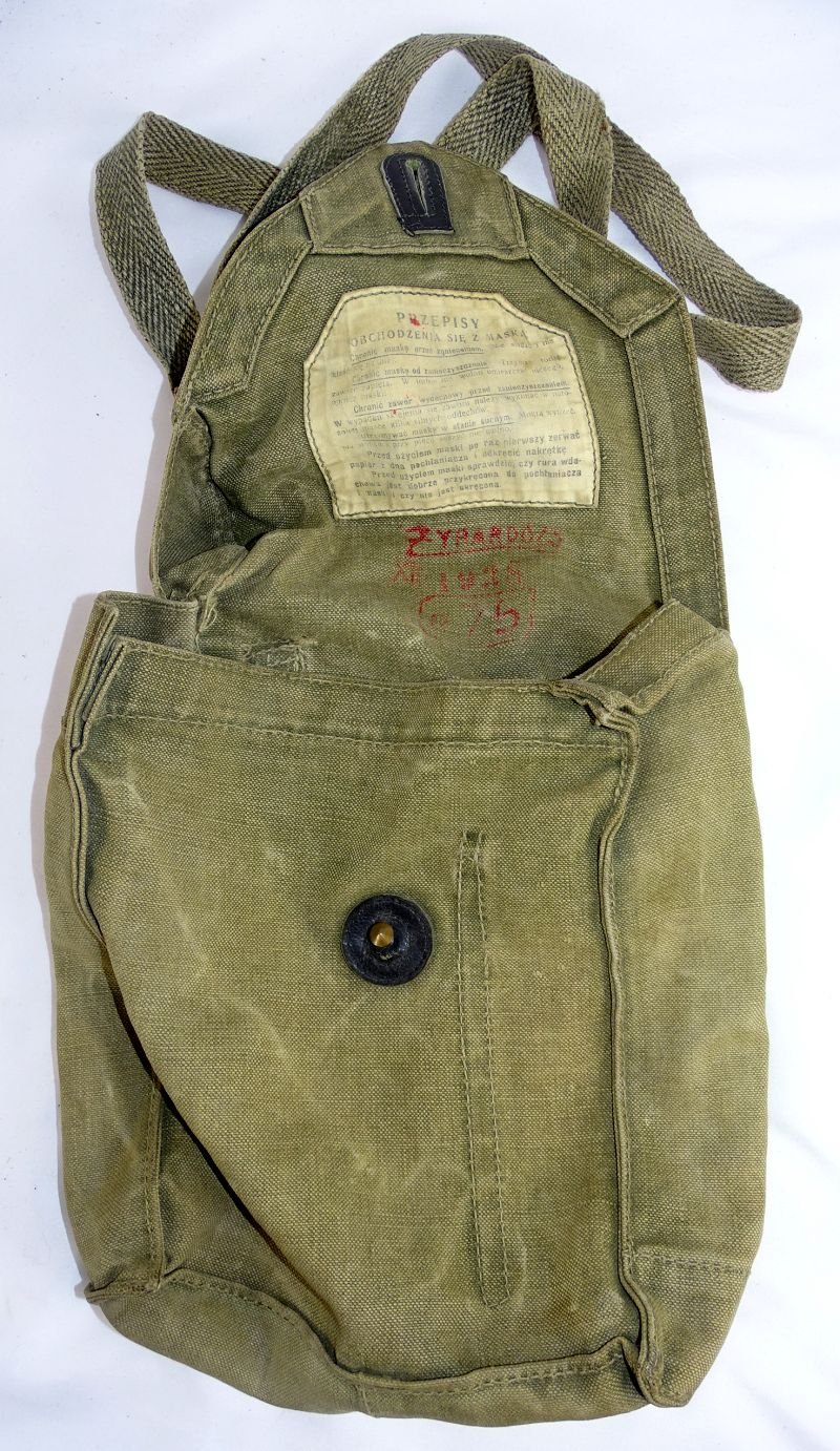 Pre WWII Polish Army Gas Mask, Canister, and Bag — image 14