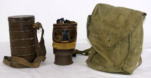 Pre WWII Polish Army Gas Mask, Canister, and Bag