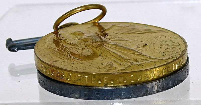 Identified WWI 13th Battalion Black Watch Royal Highlanders of Canada Uniform, Painted Combat Helmet, and Medals Trunk Group — image 38