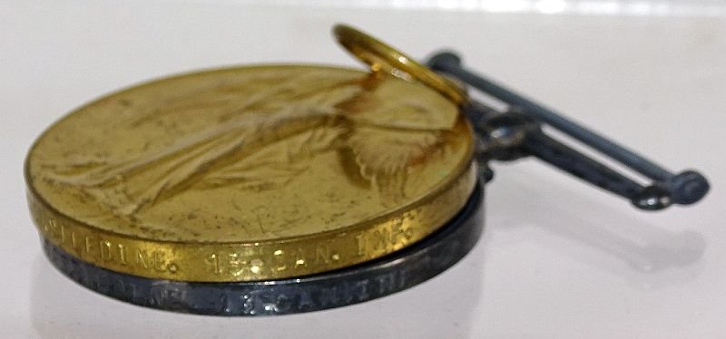 Identified WWI 13th Battalion Black Watch Royal Highlanders of Canada Uniform, Painted Combat Helmet, and Medals Trunk Group — image 39