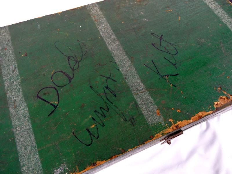 Identified WWI 13th Battalion Black Watch Royal Highlanders of Canada Uniform, Painted Combat Helmet, and Medals Trunk Group — image 43