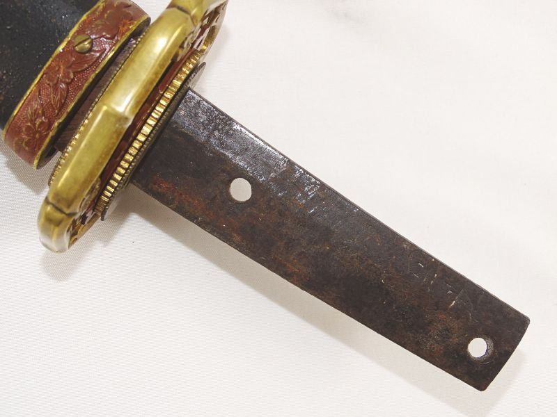Signed Old Wakizashi Blade in World War II Army Officer Shin Gunto Mounts — image 4