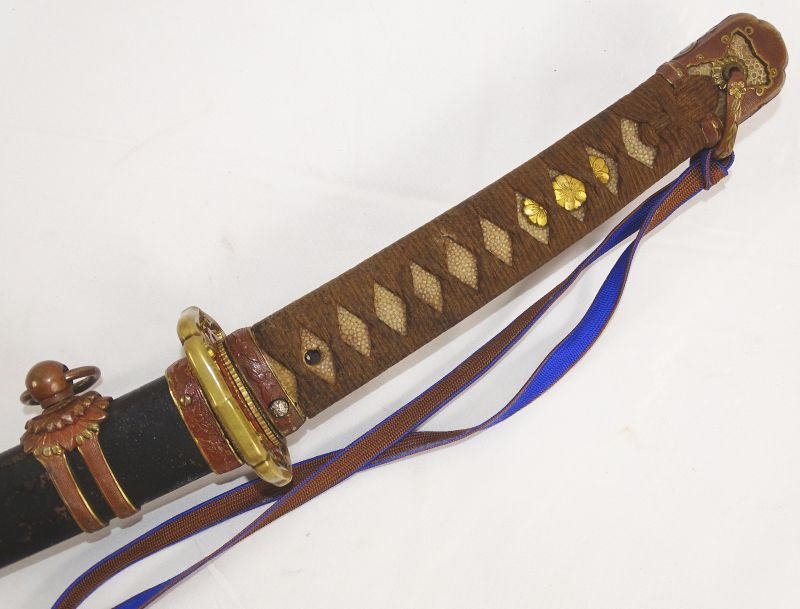 Signed Old Wakizashi Blade in World War II Army Officer Shin Gunto Mounts — image 7