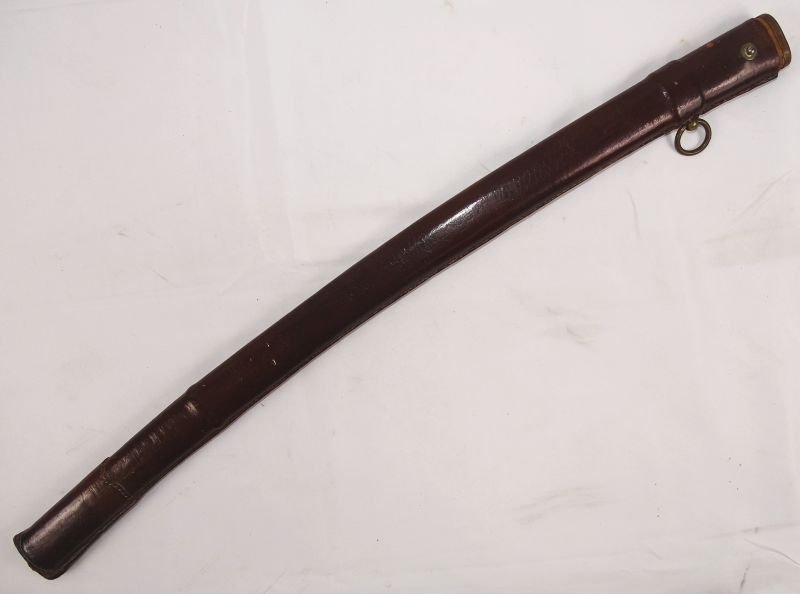 Signed Edo Period Japanese Army Officer Wakizashi in World War II Mounts and Leather Scabbard Cover — image 12