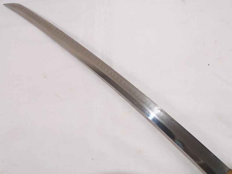 Signed Edo Period Japanese Army Officer Wakizashi in World War II Mounts and Leather Scabbard Cover — image 7